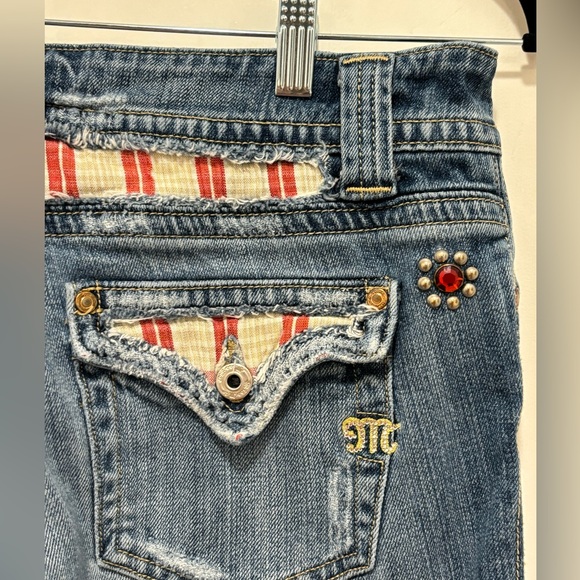 Miss Me Womens Denim Distressed Frayed Hem Jewel Stud Bermuda Shorts 29 - Picture 8 of 13